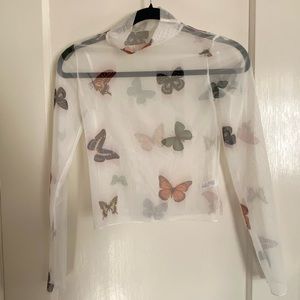 Sheer butterfly shirt